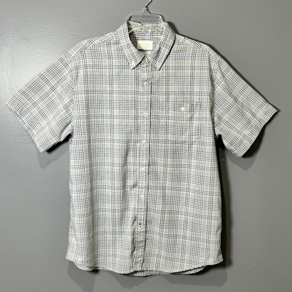 Weatherproof Vintage Shirt Mens Large Gray Polyester Plaid‎ Performance Casual L